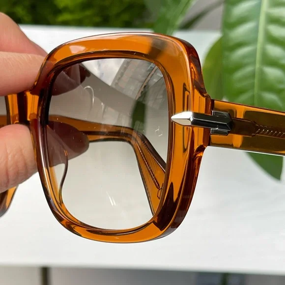 Rag & Bone Square 56mm Oversized Sunglasses with Orange / Brown Frame - Picture 14 of 16